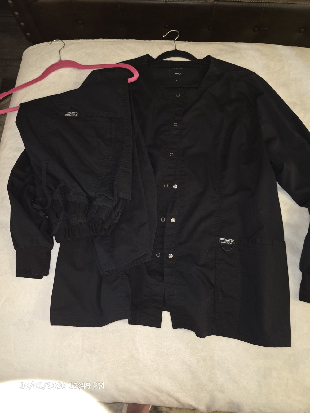 Cherokee Workwear Womens Black Solid Medical Scrub Jacket & Pants Xxl Petite